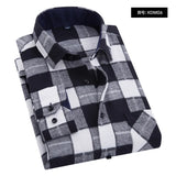 Quality Flannel Plaid Men Shirt Cotton Spring Autumn Casual Long Sleeve Dress Shirts Soft Comfort Slim Fit Button Down Clothes