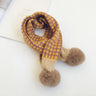 New Winter Children Plaid Knitted Scarves Korean Style Soft Pompon Patchwork Shawl Kids Warm Neckerchief