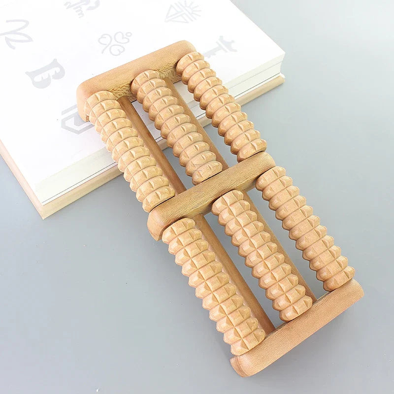 Wooden Foot Massage Roller Big Five-row Wooden Foot Massager Stimulating Acup oint Feet Plantar Fascitis Roller Reflexology