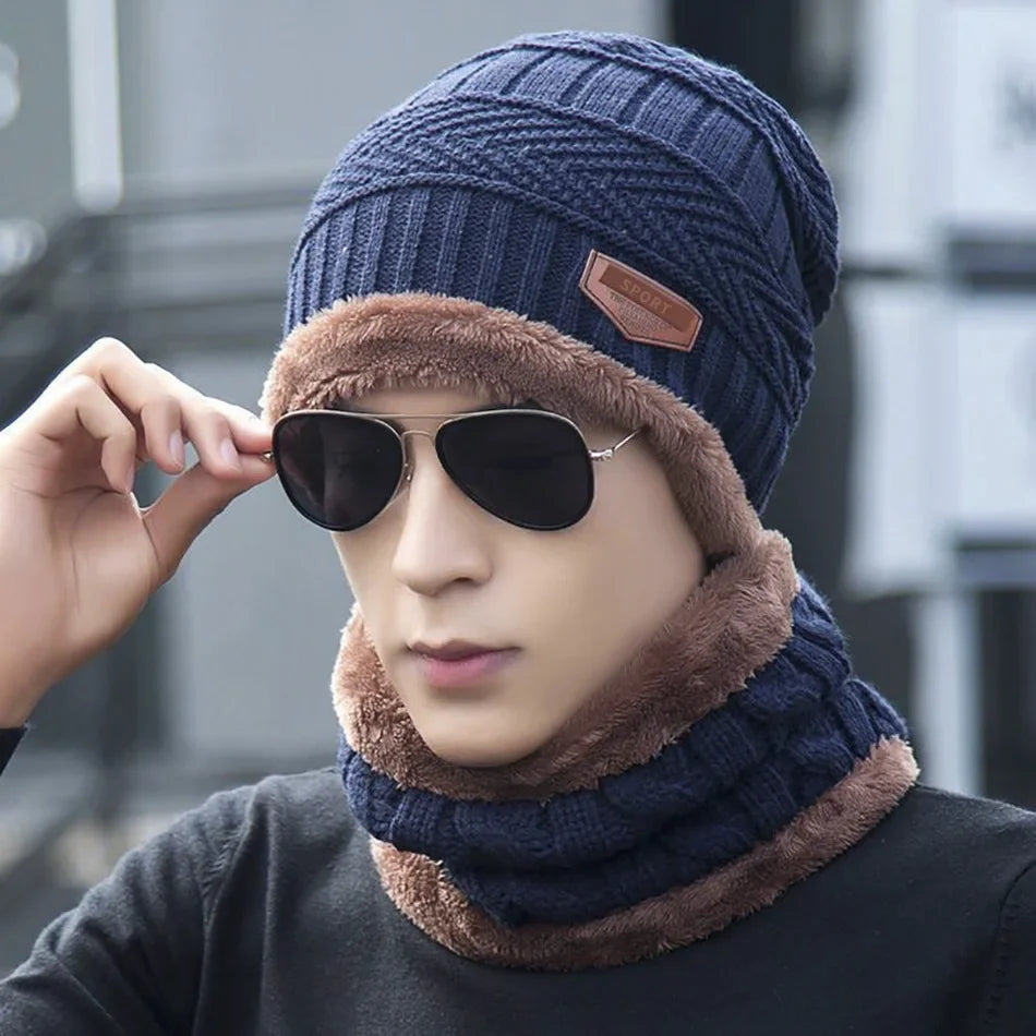 2020 Winter Beanie Hats for Men Women with Thick Fleece Lined Scarf Set Warm Knit Hat Skull Cap Neck Warmer Winter Hat and Scarf