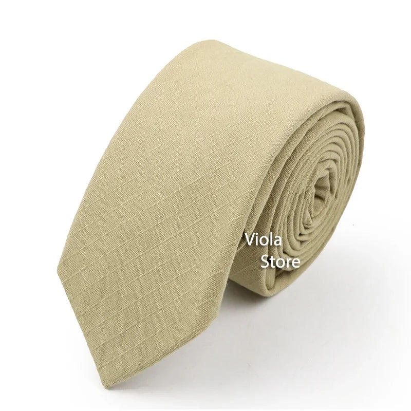 Nice Color Sage Green Pink Peach Solid Cotton Necktie 6cm Skinny Wedding Party Suit Tuxedo Men Tie Gift Bowtie Cravat Accessory