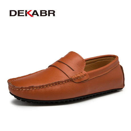 DEKABR Big Size 38~49 Men Loafers Real Leather Shoes Fashion Men Boat Shoes Brand Men Casual Leather Shoes Male Flat Shoes