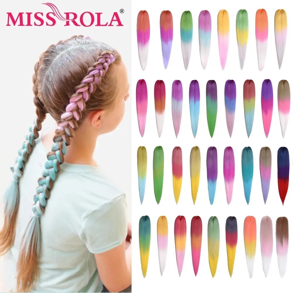 MISS ROLA Synthetic Kanekalon Hair Jumbo Braids 24 Inches100g Yaki Straight Hair Extension Pre Stretched Blonde Pink Wholesale