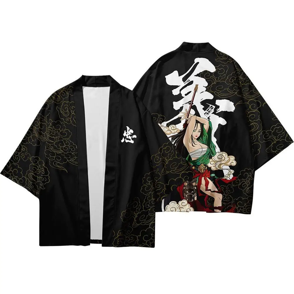 Japanese Kimono Cardigan Pants Sets Men Women Yukata Haori Traditional Kimonos Harajuku Tang suit Coaplay Costume Plus Size 6XL