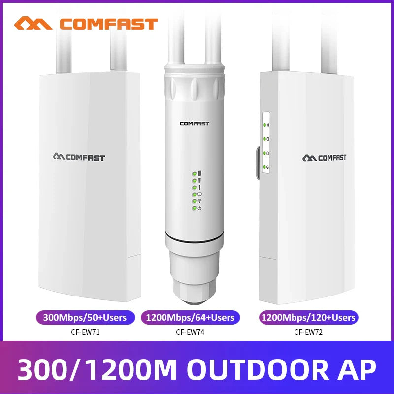 Comfast 300M/1200M Outdoor Access Point Wireless WiFi Extender 2.4G/5GHz AC1200 Wide-Area Router WiFi Antenns Street Reapter AP