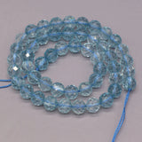 Natural Stone Beads Round Shape Faceted Blue Topaz Loose Spacer Beaded For Jewelry Making DIY Bracelet Necklace Accessories