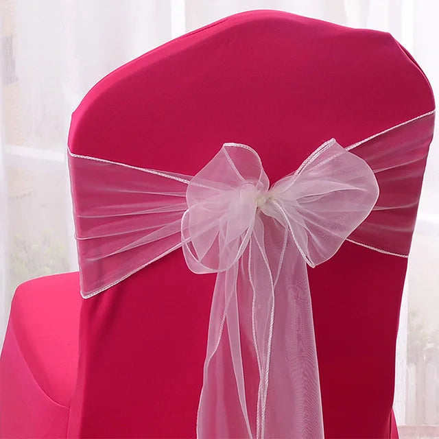 50/100pcs High Quality Sash Organza Chair Sashes Wedding Chair Knot Decoration Chairs Bow band Belt Ties For Banquet Weddings