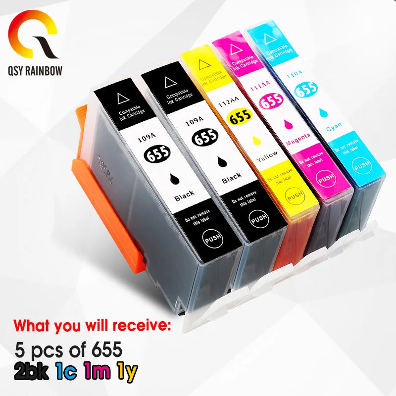 CMYK SUPPLIES 5x ink cartridge replacement for  hp 655 with chip for hp Deskjet 3525/4615/4625/5525/6520/6525 Printer