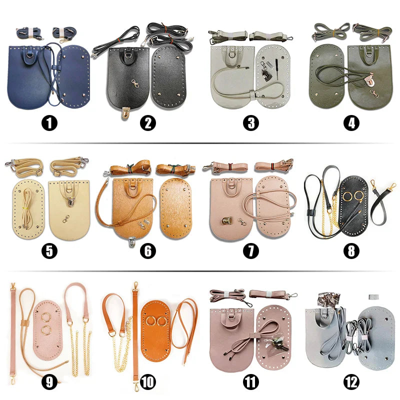 1 Set Handmade Handbag Shoulder Strap Woven Bag Set Leather Bag Bottoms With Hardware Accessories For Diy Bag Backpack