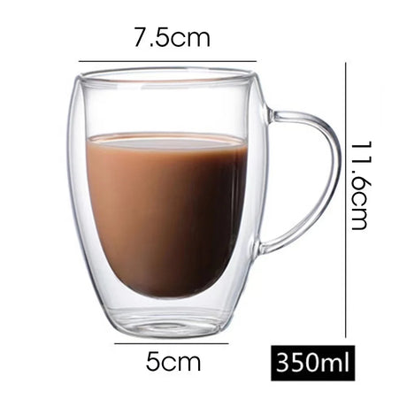 Transparent Glass Cup Milk Whiskey Tea Beer Double Creative Heat Resistant Espresso Coffee Cup Cocktail Vodka Wine Mug Drinkware