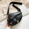 Fashion Saddle Women Bag One Shoulder Handle Trend Casual Hasp Zipper PU Material Polyester Inside Lock Ornament Bag