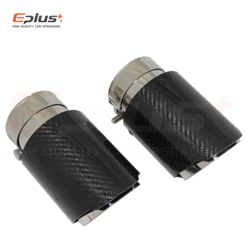 Car Glossy Carbon Fibre Exhaust System Muffler Pipe Tip Straight Universal Silver Stainless Mufflers Decorations For Akrapovic