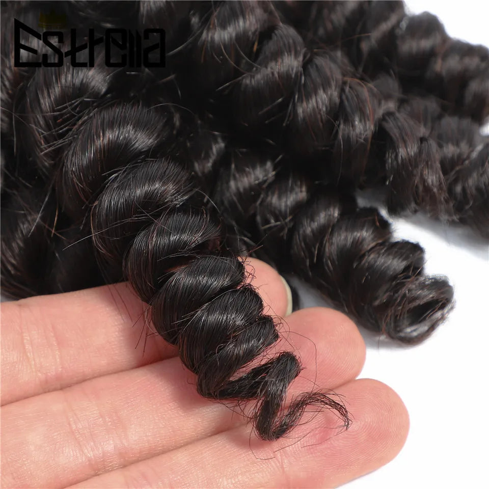 Funmi Hair Weave Curly Bundles with Closure Malaysia Spiral Curl 3 Bundles with 4x4 Lace Closure 220g/lot Human Hair Extensions