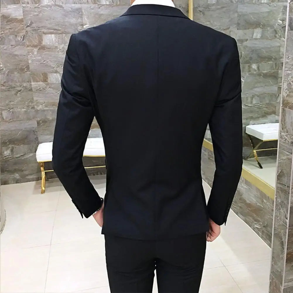 2021 Men's Sets Three-piece Wedding Business Men Formal Suit Vest Blazer Pants Set Slim Fit Tuxedos Prom Party Blazer