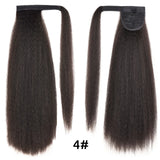 HANNE Yaki Straight Ponytail Hair Extensions For Black Women Wrap Around Clip In Magic Paste Heat Resistant Synthetic Hair Piece