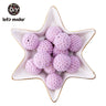 Let's Make 100Pcs Crochet Beaded Wood Teether 16mm Round Baby Wooden Teether Crochet Toys Braided Teething Beads Baby Oral Care