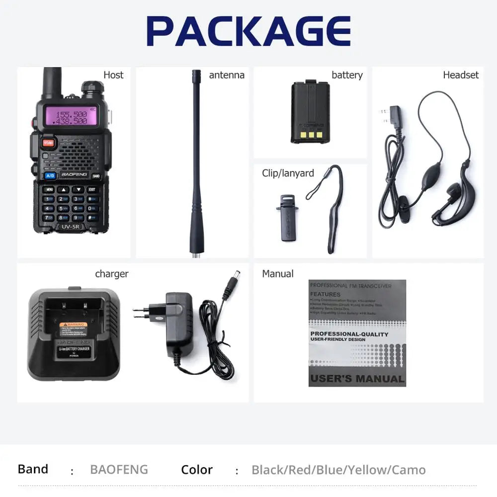 Baofeng UV-5R Walkie Talkie Professional CB Ham Radio Station Baofeng UV 5R Transceiver 5W VHF UHF Portable UV5R Hunting Radios