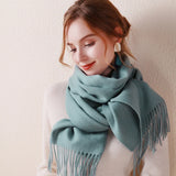 100% Wool Scarf Women Thickening Cashmere Winter Scars Shawls Fashion  Female Pashmina Scarves Oversized Keep Warm Warps 300g