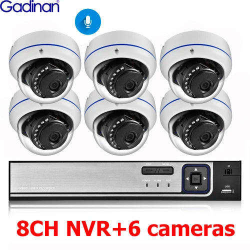 Gadinan HD 4K 8MP Poe Camera Security System 8CH 4CH CCTV NVR Kit Video Surveillance System  Night Vision Set Outdoor Waterproof