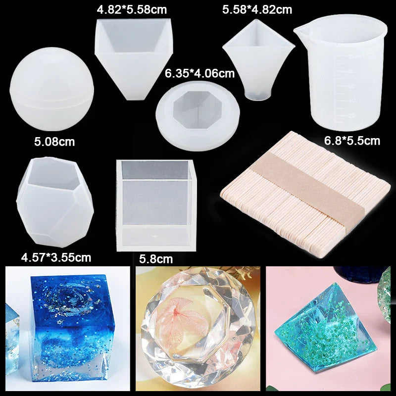 16 Styles Epoxy Casting Molds Set Silicone UV Casting Tools Kits Resin Casting Molds For Jewelry Making DIY Earring Findings