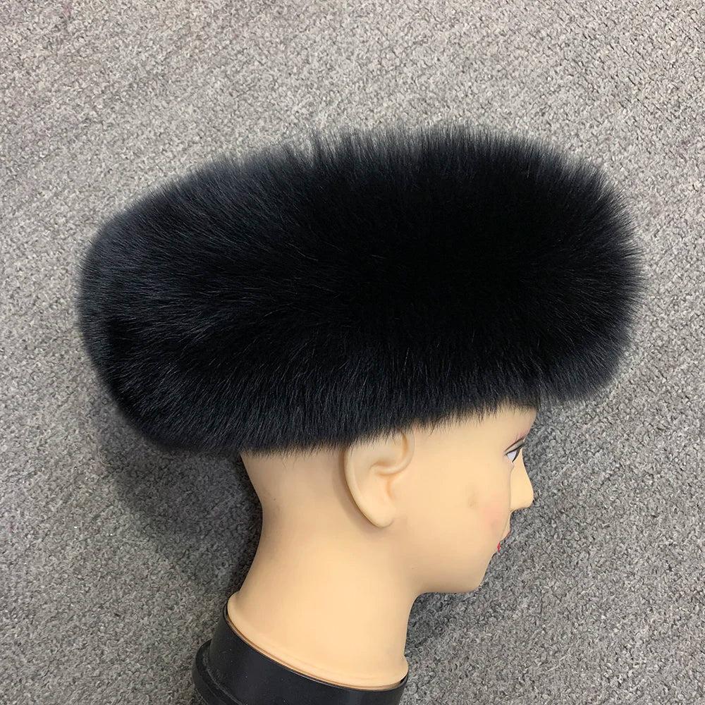 Winter Fashion Elastic Headband Fox Fur Headwear Racccoon Fur Women's Fluffy Real Fur Band S8300