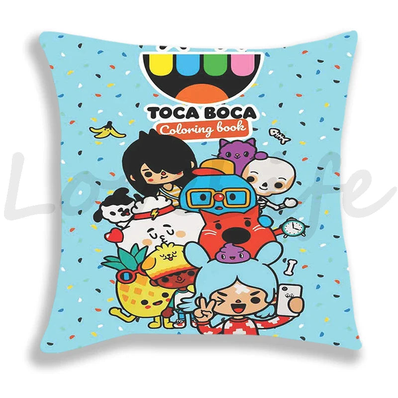 Cute Cartoon Toca Life World Pillow Case Home Decorative Pillowcases Bedroom/Sofa Cushion Covers 45*45cm Kids Anime Pillow Cover