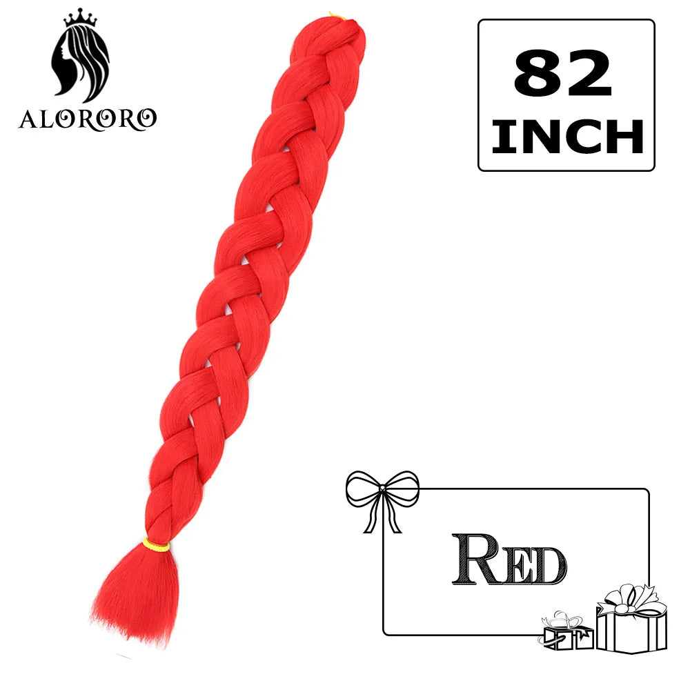 41Inch 165g Jumbo Braiding Hair Long Synthetic Crochet Hair Extensions Red Yellow Blue Pink One piece Hair for Braids