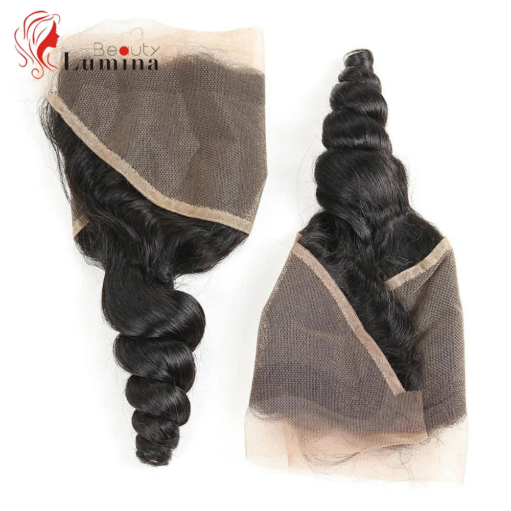 Loose Wave Frontal 13x4 Swiss Lace Frontal Ear to Ear Human Hair Extensions Loose Wave Closure 100% Human Hair Natural Black