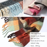 Luxury Brand Women Plaid Scarf Winter Warm Pashmina Shawls Cashmere Thick Wrap Lady Tassel Scarves Rainbow Hairy Bufanda