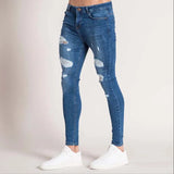 Fashion Casual White Ripped Jeans For Men Jeans Pants Slim Skinny Stretch Denim Pants Man Elastic Waist Jogging Denim Trousers