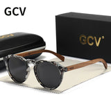 GCV Brand Advanced Walnut Wood Hawksbill Leopard Grain Frames Ultralight Sunglasses Men Women Female Polarized  Delicate Fashion