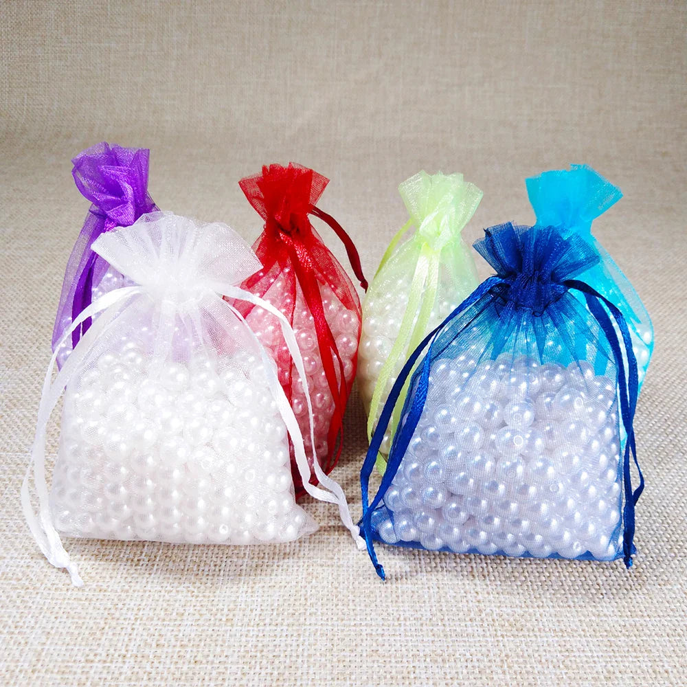 1000pcs/Lot 7x9 9X12 10x15 13x18cm Organza Bag Pouch Christmas Jewelry Packaging & Display Pouches Wedding Party Gift Bags