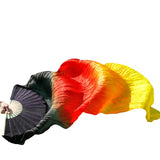 1pair/1pc Real Silk Belly Dance Veil Fans Bamboo Handmade Dyed Performance Long Fan Belly Dancing 100% Real Silk Fans