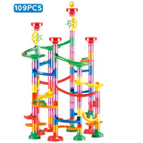 Marble Run Race Track Building Blocks Kids 3D Maze Ball Roll Toy DIY Marble Run Race Coaster Set 80/105/109/133pc Christmas Gift