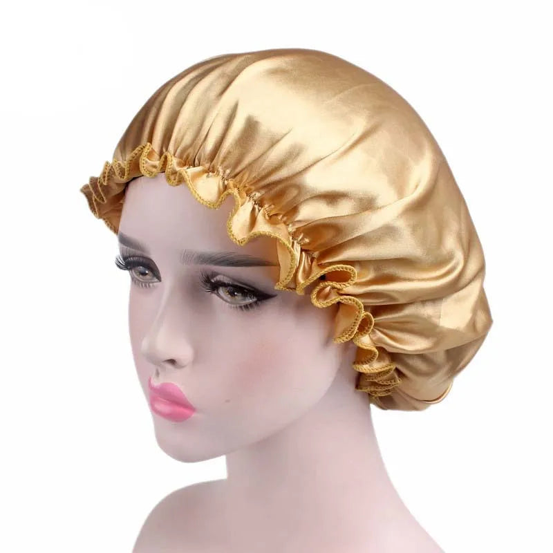 New Women Satin Night Sleep Cap Hair Bonnet Hat Silky Head Cover Elastic Band Nightcap Bath Spa bonnet de nuit dropshipping