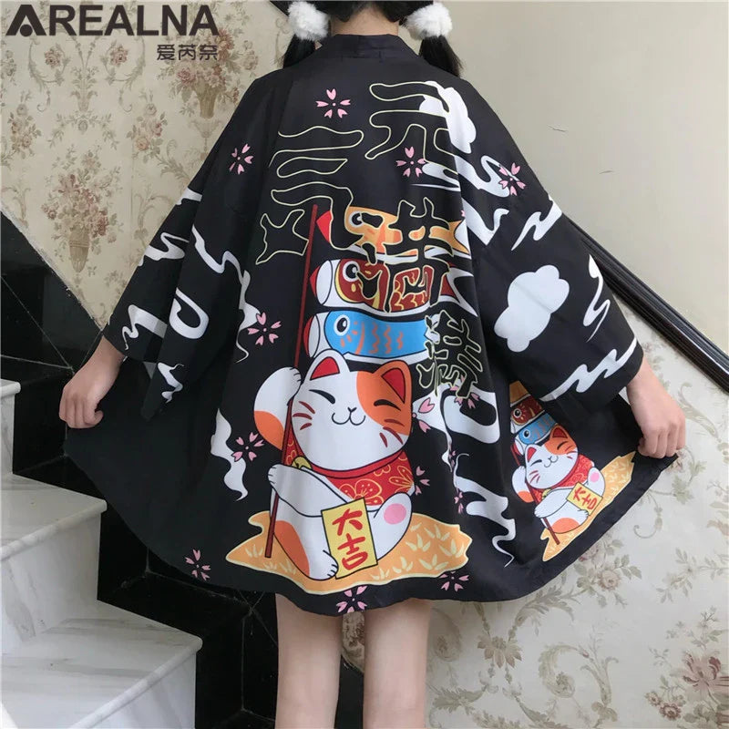 Japanese Kimono Traditional Clothing Crane Carp Anime Kimono Dress Shirts Women Samurai Haori Hombre Yukata Man Cardigan Shirt