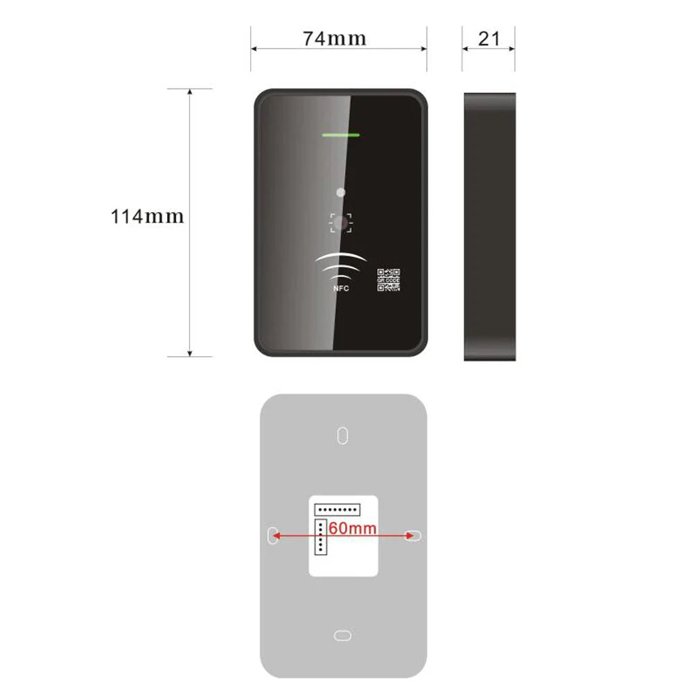 13.56Mhz IC card reader RS232 RS485 Wiegand 26 34 barcode Qr code reader access control reader TTL 20000 user wechat free SDK