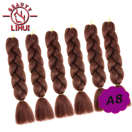 Synthetic Ombre Hair Jumbo Crochet Braiding Hair For Women Blonde Golden Green Brown Colorful Hair 6packs 24Inch 100G Wholesale