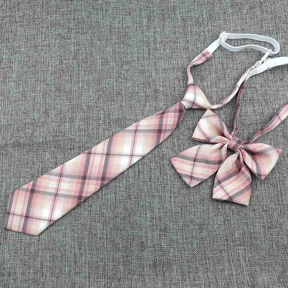 Hand-Made Necktie Bowtie Set High Quality Boy Girl School Suit Shirts Student Butterfly Striped Plaid 100%Cotton Accessory Trend