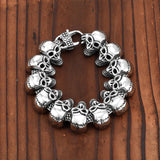 European And American Punk Style Titanium Steel 12 Skulls Super Domineering Men&#39;s Stainless Steel Bracelet Jewelry