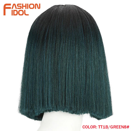 FASHION IDOL 10 Inch Bob Wigs Straight Hair Lace Wigs For Women Cosplay Wigs Heat Resistant Fake Hair Synthetic Free Shipping