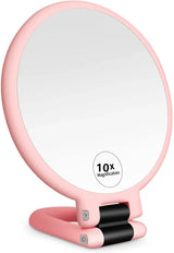 Magnifying Handheld Mirror ,Travel Folding Hand Held Mirror,Double Sided Pedestal Makeup Mirror with 1/2/5/10/15x Magnification