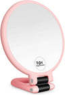 Magnifying Handheld Mirror ,Travel Folding Hand Held Mirror,Double Sided Pedestal Makeup Mirror with 1/2/5/10/15x Magnification