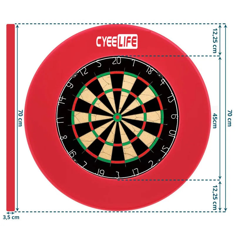 CyeeLife 18in PU Dart board Surround,Dartboard Backboard(One Piece not EVA 4 Pieces) 3.5cm thickness Black/Red