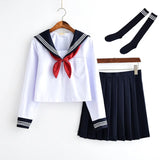 White Schoolgirl Uniform Japanese Class Navy Sailor School Uniforms Students Clothes For Girls Anime COS Sailor JK Navy Suit