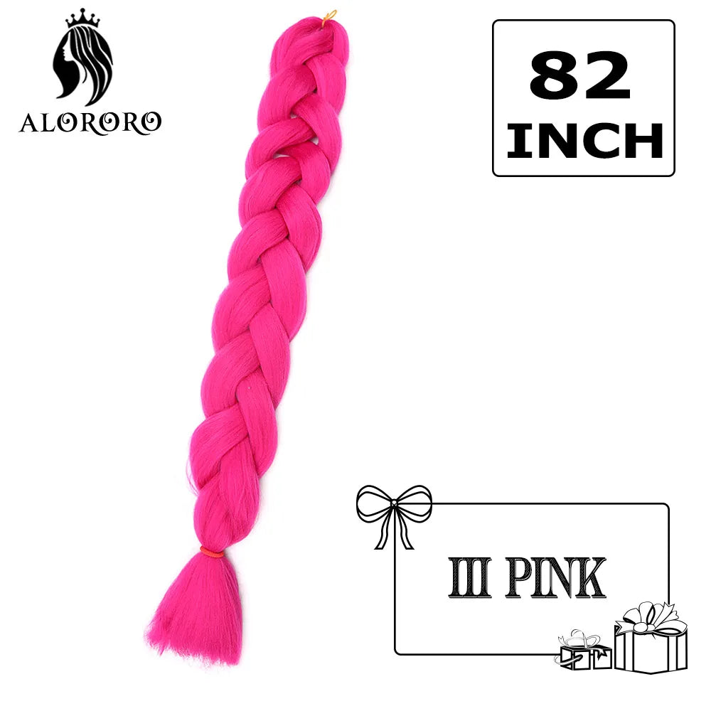 41Inch 165g Jumbo Braiding Hair Long Synthetic Crochet Hair Extensions Red Yellow Blue Pink One piece Hair for Braids