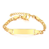 Personalize Baby Name Bracelet Figaro Chain Smooth Bangle Link Gold Tone No Fade Safty Jewelry 12cm to 15cm