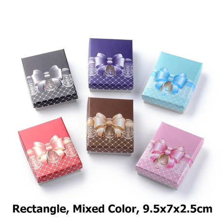 12pcs Cardboard Jewelry Set Gift Box Ring Necklace Bracelets Earring Gift Packaging Boxes With Sponge Inside Rectangle