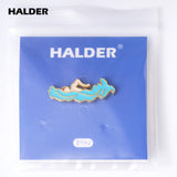 HALDER Swimming Pin Athletes Enamel Brooches Sports Games Lapel Pin Backpack Costume Badge Jewelry Accessories Gift Wholesale