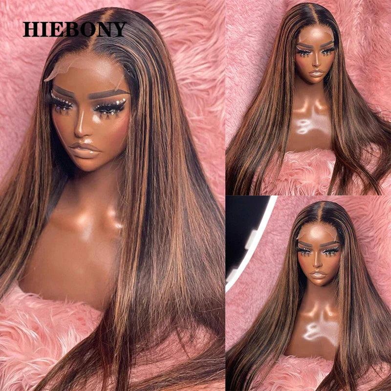 Highlight Straight Lace Front Wig Human Hair 250% Glueless 4x4/5x5/6x6 Closure Wig 13x6 Lace Frontal Wigs Pre Plucked Hairline